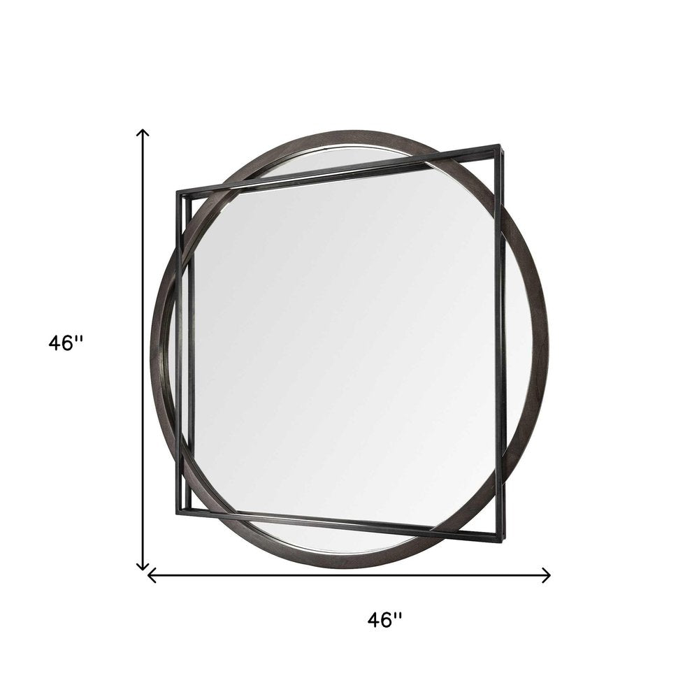 46" Black Abstract Metal Framed Accent Mirror