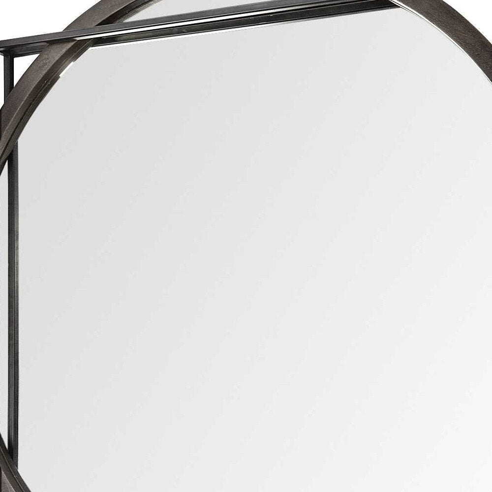46" Black Abstract Metal Framed Accent Mirror