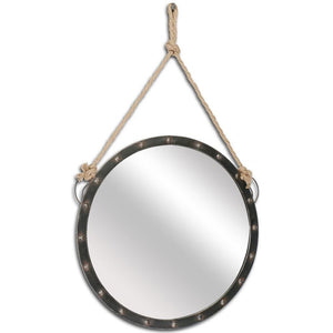 39" Black Metal Round Framed