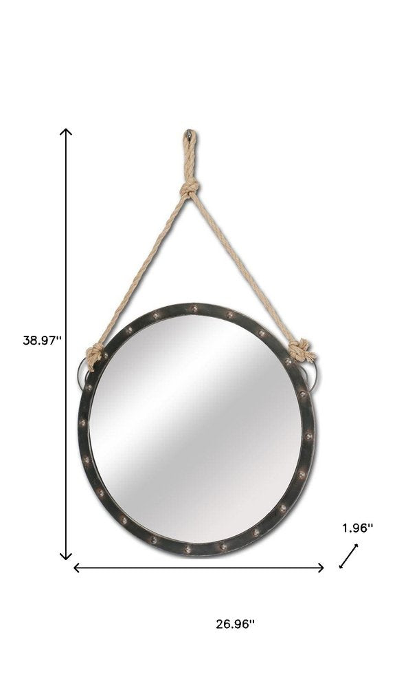 39" Black Metal Round Framed