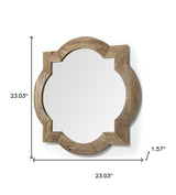 23" Round-Square Brown Wood Frame Wall Mirror