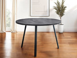 47" Gray And Black Rounded Metal Three Leg Base Dining Table