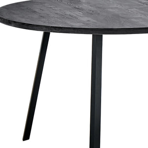 47" Gray And Black Rounded Metal Three Leg Base Dining Table