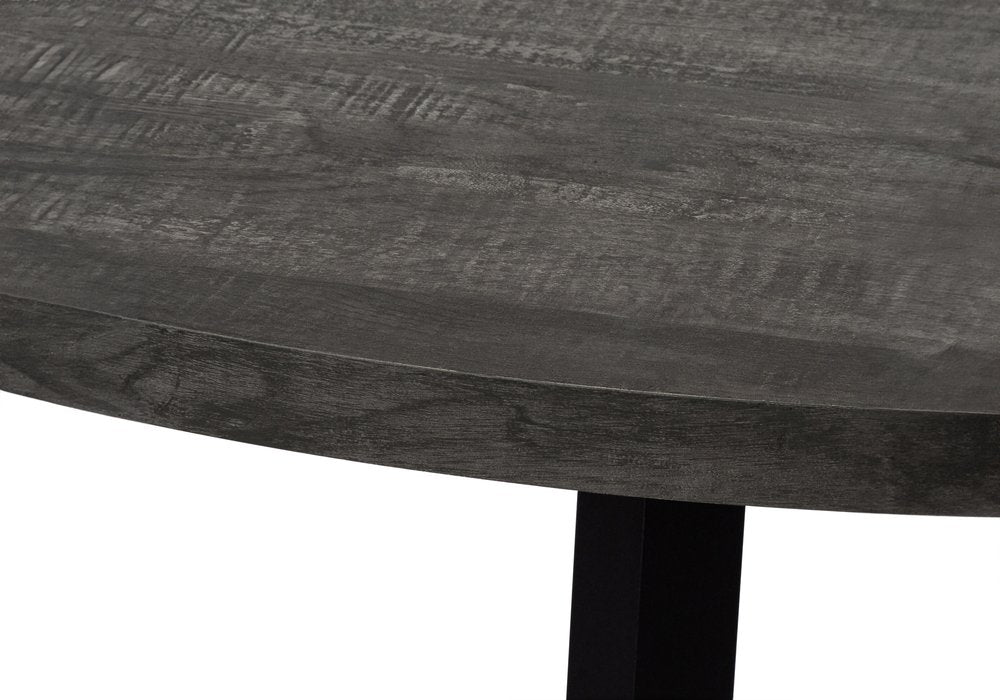 47" Gray And Black Rounded Metal Three Leg Base Dining Table