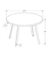 47" Gray And Black Rounded Metal Three Leg Base Dining Table