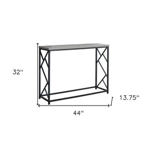 44" Gray and Black Frame Console Table