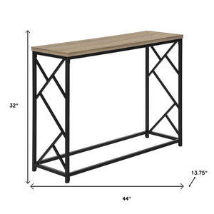 44" Taupe And Black Frame Console Table