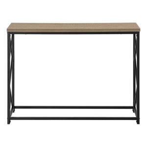 44" Taupe and Black Wood and Metal Frame Console Table