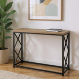 44" Taupe And Black Frame Console Table
