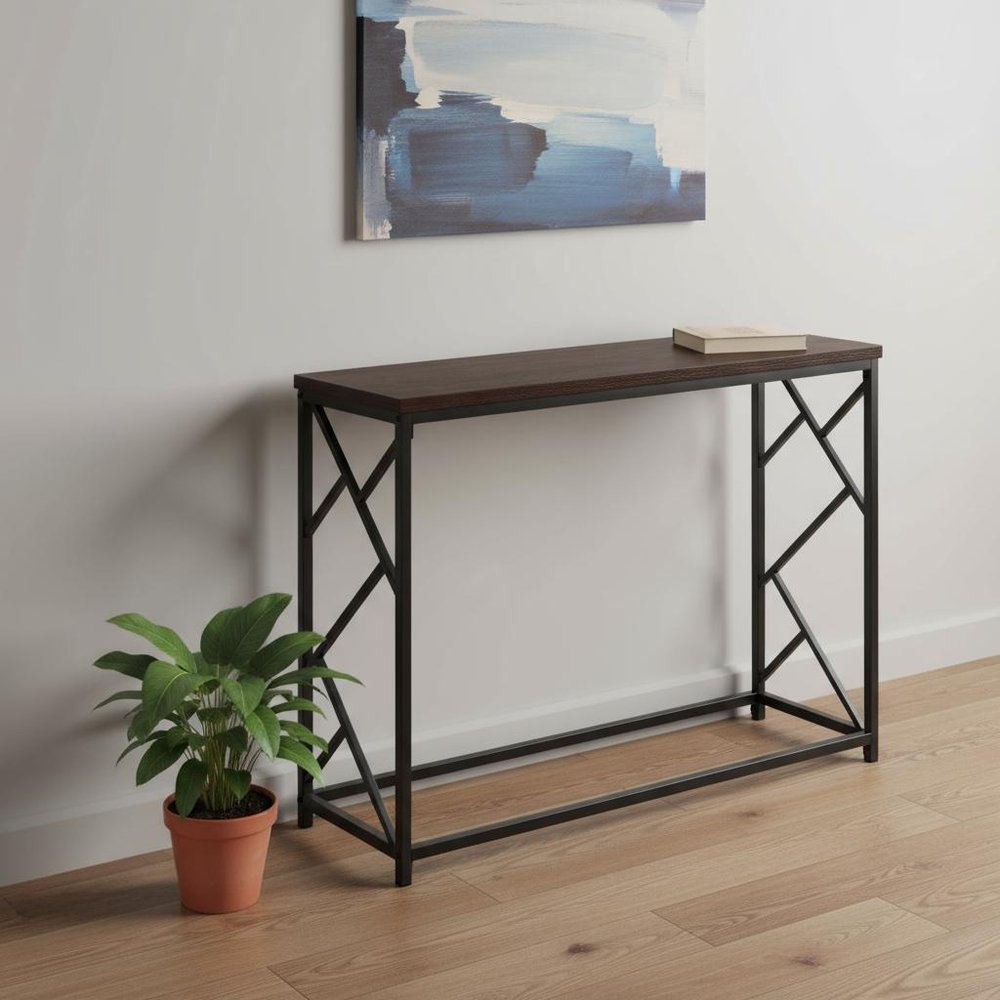 44" Brown And Black Frame Console Table