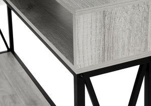 47" Gray and Black Frame Console Table With Shelves