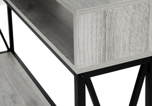 47" Gray and Black Wood and Metal Frame Console Table With Three Shelves