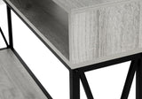 47" Gray and Black Frame Console Table With Shelves