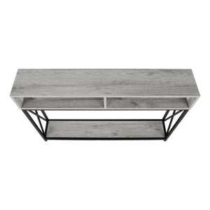 47" Gray and Black Wood and Metal Frame Console Table With Three Shelves
