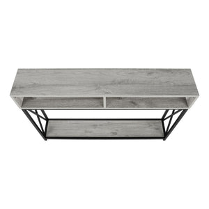 47" Gray and Black Frame Console Table With Shelves