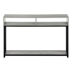 47" Gray and Black Wood and Metal Frame Console Table With Three Shelves