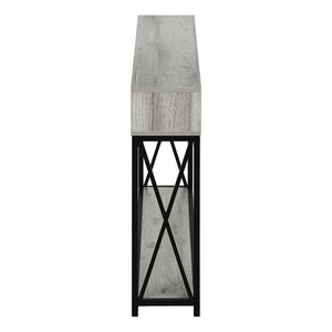 47" Gray and Black Wood and Metal Frame Console Table With Three Shelves