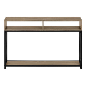 47" Taupe and Black Frame Console Table With Shelves