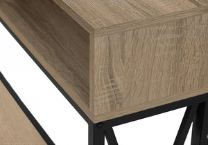 47" Taupe and Black Frame Console Table With Shelves