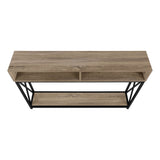 47" Taupe and Black Frame Console Table With Shelves