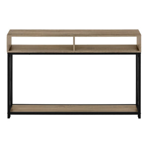 47" Taupe and Black Frame Console Table With Shelves