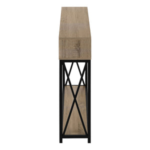 47" Taupe and Black Wood and Metal Frame Console Table With Three Shelves
