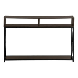 47" Brown and Black Frame Console Table With Shelves