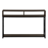 47" Brown and Black Frame Console Table With Shelves