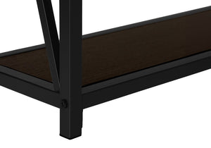 47" Brown and Black Frame Console Table With Shelves