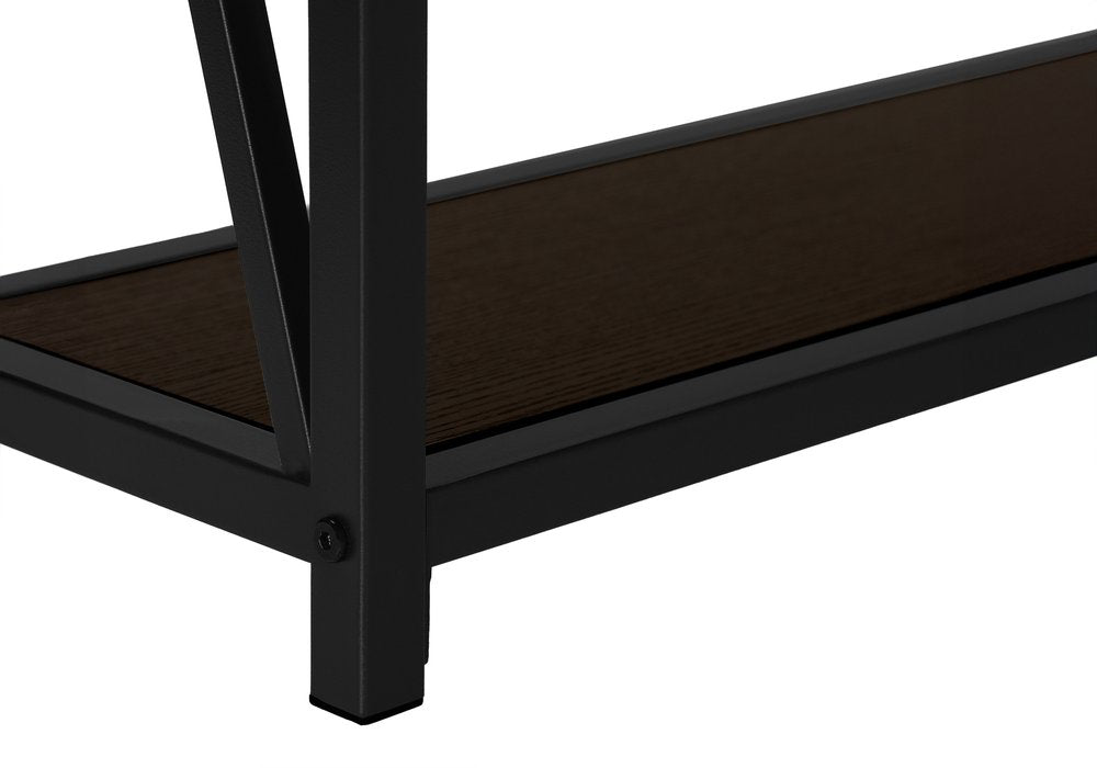 47" Brown and Black Frame Console Table With Shelves