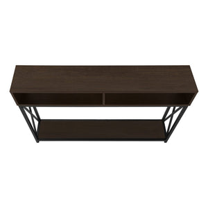 47" Brown and Black Frame Console Table With Shelves