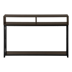 47" Brown and Black Frame Console Table With Shelves
