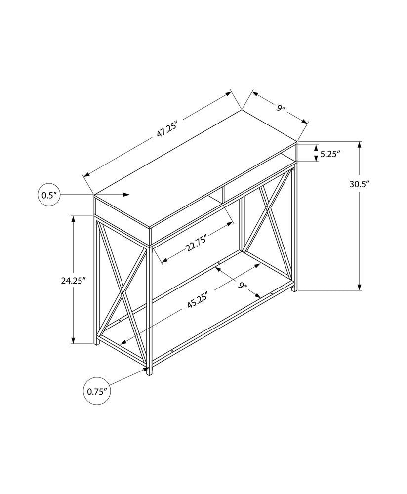 47" Brown and Black Frame Console Table With Shelves