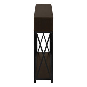 47" Brown and Black Frame Console Table With Shelves