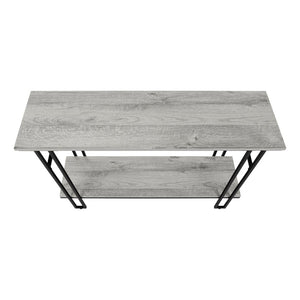 47" Gray and Black Frame Console Table With Shelves