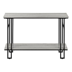 47" Gray and Black Frame Console Table With Shelves