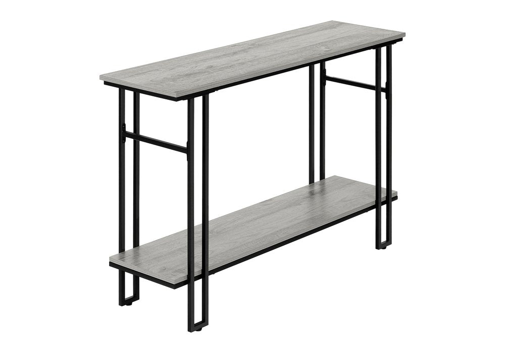 47" Gray and Black Frame Console Table With Shelves