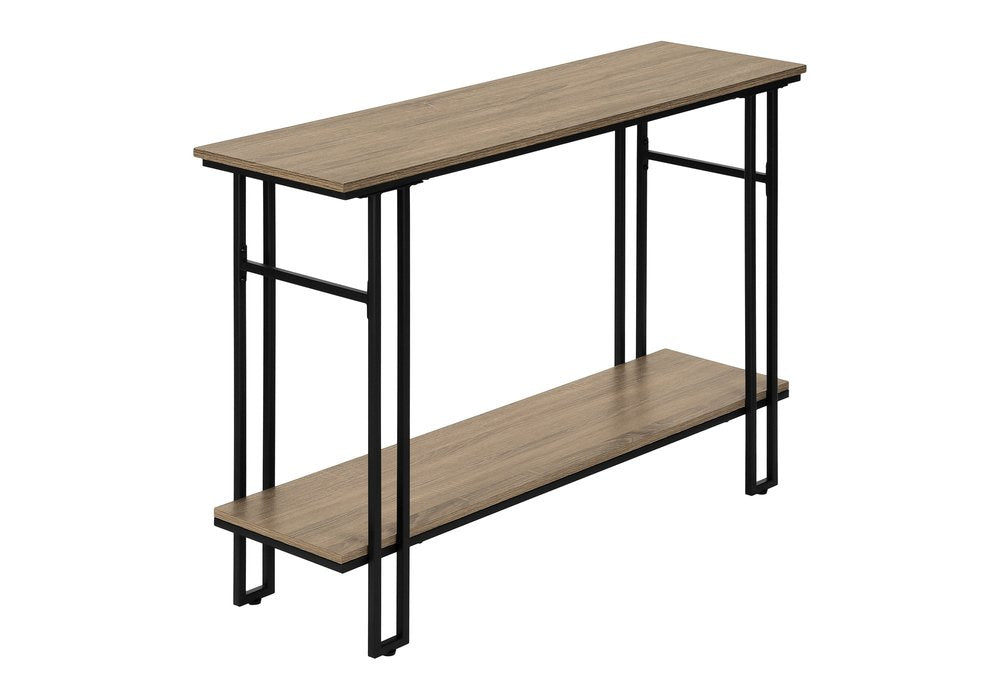 47" Gray and Black Frame Console Table With Shelves