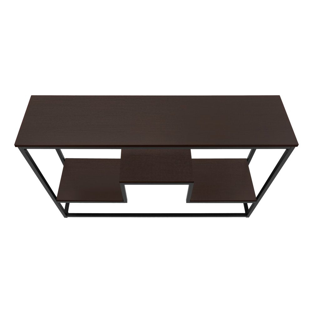 48" Brown and Black Frame Console Table With Shelves