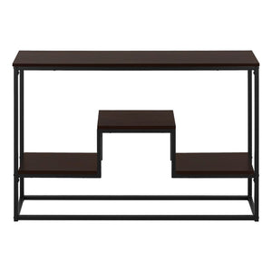 48" Brown and Black Frame Console Table With Shelves