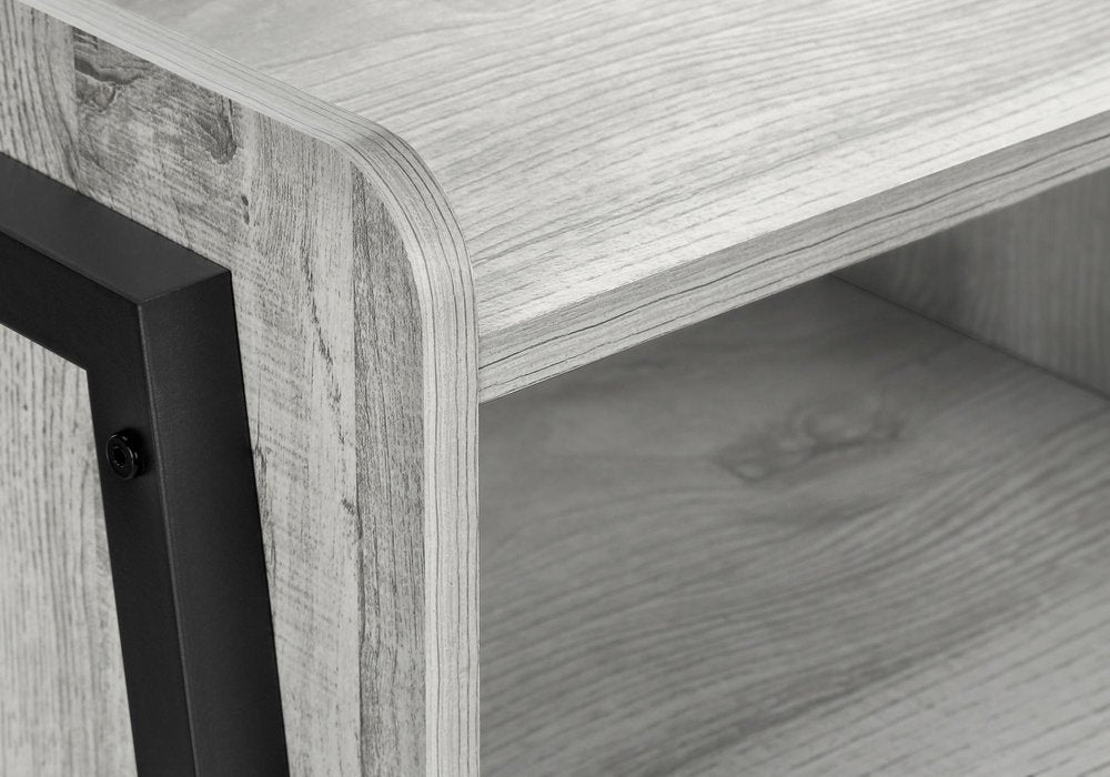 23" Rectangular Grey And Black Metal Accent Table