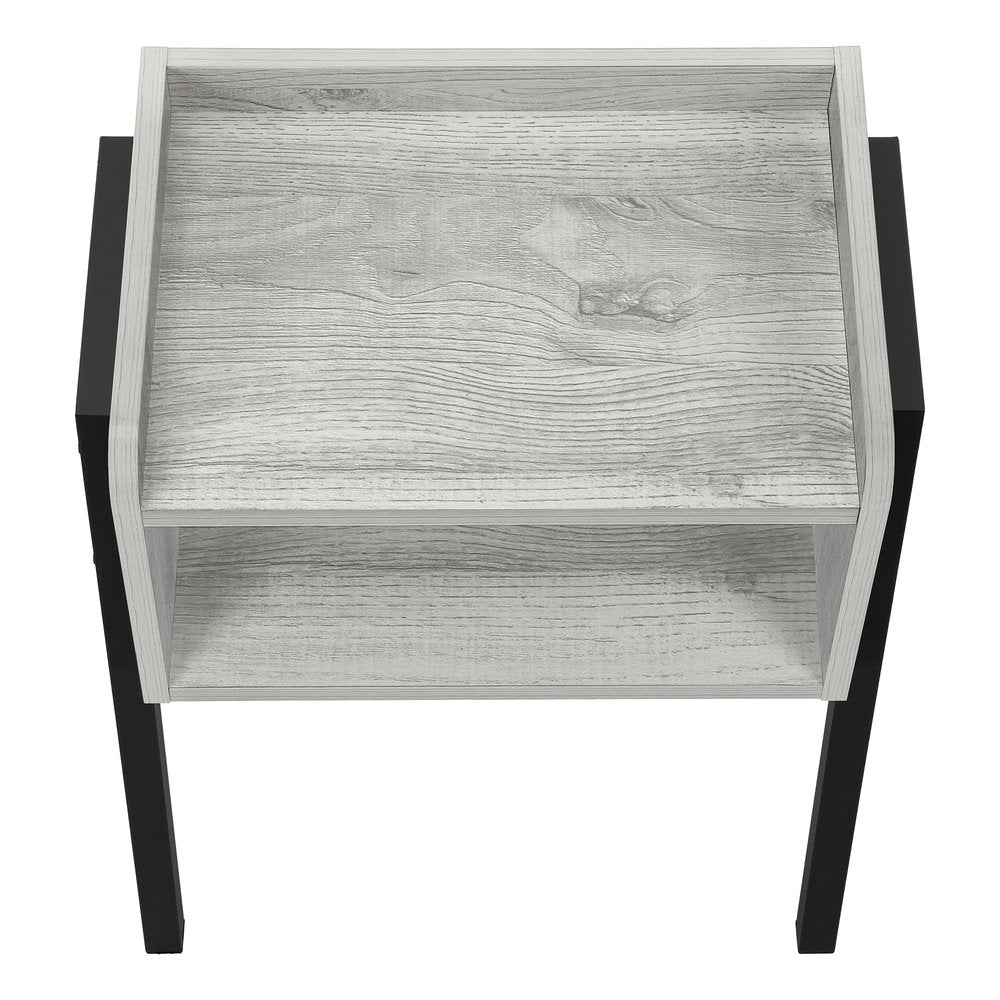 23" Rectangular Grey And Black Metal Accent Table