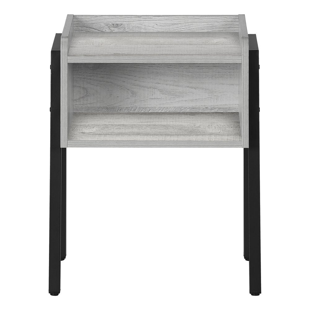 23" Rectangular Grey And Black Metal Accent Table