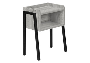 23" Rectangular Grey And Black Metal Accent Table