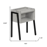 23" Rectangular Grey And Black Metal Accent Table