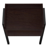 23" Rectangular Espresso Accent Table With Black Metal Legs