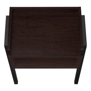 23" Rectangular Espresso Accent Table With Black Metal Legs