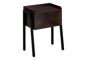 23" Rectangular Espresso Accent Table With Black Metal Legs