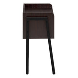 23" Rectangular Espresso Accent Table With Black Metal Legs