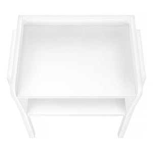 23" Rectangular White Accent Table With White Metal Legs